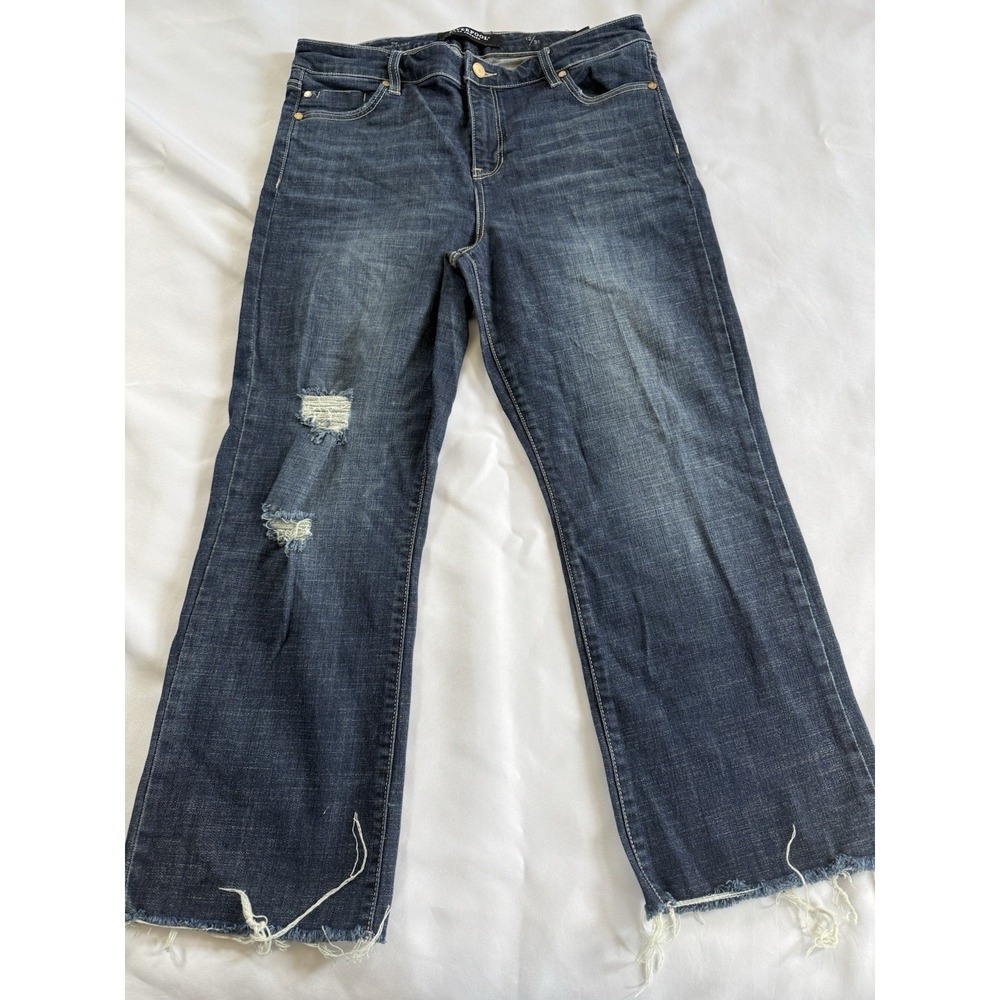 Liverpool Los AngelesWomen's Size 12 crop Flare Jeans Raw Edge EUC
